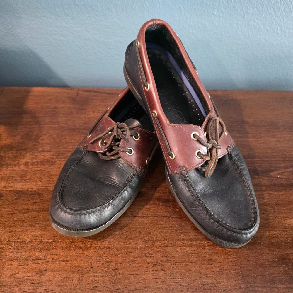Sperry Top Sider Shoes Mens 11 M Brown/Black Leather Driving Boat Shoes